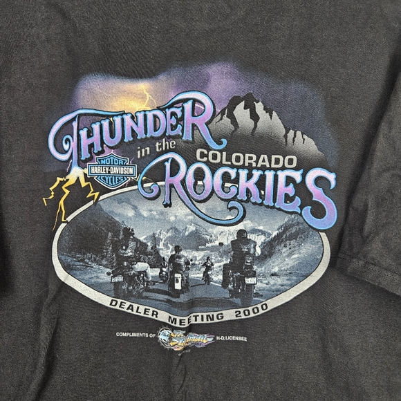 Harley Davidson T Shirt Thunder in the Rockies CO 2000 Hanes Beefy T Mens XXL - Picture 3 of 9